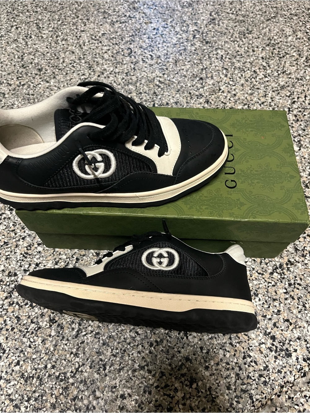 Gucci Black and White Men's Low-Top GG-Embroidered Sneakers